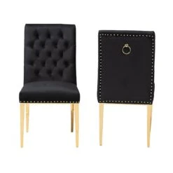 Baxton Studio Caspera Contemporary Glam And Luxe Black Velvet Fabric And Gold Metal 2Piece Dining Chair Set -Zoro Tools Shop Wholesale20Interiors20Inc 12905xx2xx750e5d