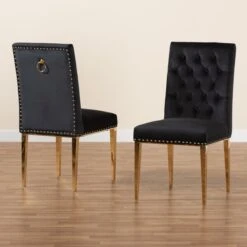 Baxton Studio Caspera Contemporary Glam And Luxe Black Velvet Fabric And Gold Metal 2Piece Dining Chair Set -Zoro Tools Shop Wholesale20Interiors20Inc 12905xx9xxa7466c