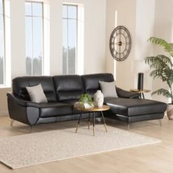 Baxton Studio Townsend Modern Black Full Leather Sectional Sofa With Right Facing Chaise -Zoro Tools Shop Wholesale20Interiors20Inc 13123xx5xxbef0e0 1