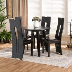 Baxton Studio Torin Dark Brown Upholstered And Finished Wood 5-Piece Dining Set -Zoro Tools Shop Wholesale20Interiors20Inc 8036xx10896xx7