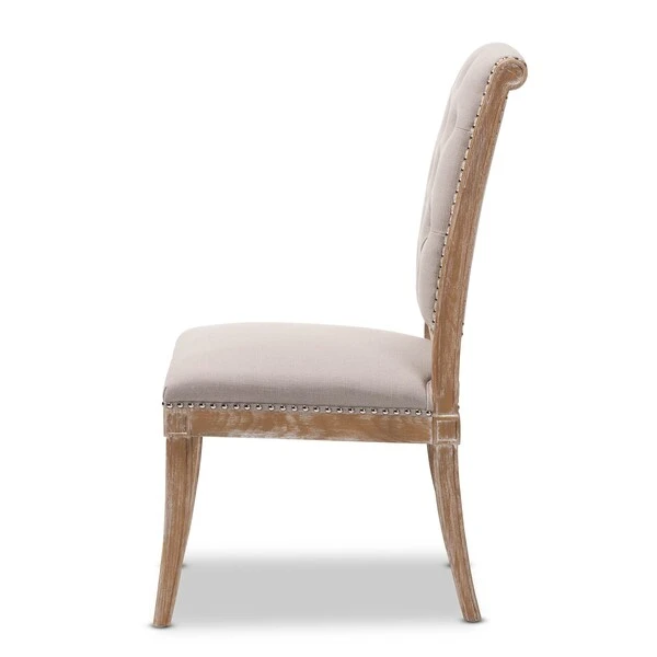 Baxton Studio Charmant Beige Upholstered Weathered Oak Finished Wood Dining Chair 5 Baxton Studio Charmant Beige Upholstered Weathered Oak Finished Wood Dining Chair - Image 5