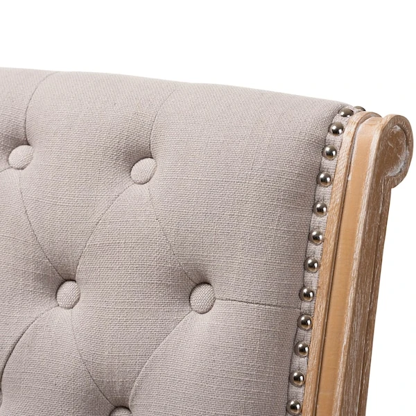 Baxton Studio Charmant Beige Upholstered Weathered Oak Finished Wood Dining Chair 9 Baxton Studio Charmant Beige Upholstered Weathered Oak Finished Wood Dining Chair - Image 9