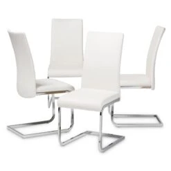 Baxton Studio Cyprien Modern White Faux Leather Upholstered Dining Chair