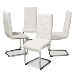 Baxton Studio Marlys Modern White Faux Leather Upholstered Dining Chair