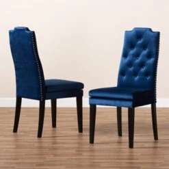 Baxton Studio Dylin Blue Velvet Upholstered Button Tufted Wood Dining Chair, PK2 -Zoro Tools Shop Wholesale20Interiors20Inc 9300xx6