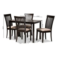 Baxton Studio Minette Sand Upholstered Espresso Finished Wood 5-Piece Dining Set -Zoro Tools Shop Wholesale20Interiors20Inc 9397xx8026xx5