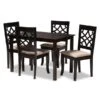 Baxton Studio Mael Sand Upholstered Espresso Finished 5-Piece Wood Dining Set
