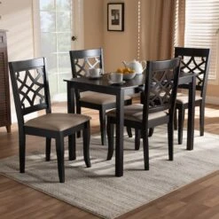 Baxton Studio Mael Sand Upholstered Espresso Finished 5-Piece Wood Dining Set -Zoro Tools Shop Wholesale20Interiors20Inc 9727xx8026xx5