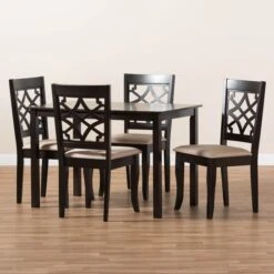 Baxton Studio Mael Sand Upholstered Espresso Finished 5-Piece Wood Dining Set -Zoro Tools Shop Wholesale20Interiors20Inc 9727xx8026xx6