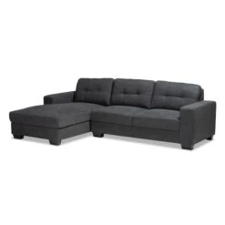 Baxton Studio Langley Dark Grey Upholstered Sectional Sofa With Left Facing Chaise
