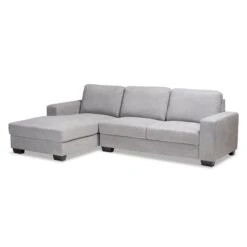 Baxton Studio Nevin Light Grey Upholstered Sectional Sofa With Left Facing Chaise