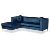 Baxton Studio Giselle Blue Velvet Gold Finished Left Facing Sectional With Chaise