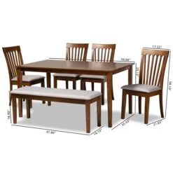 Baxton Studio Minette Modern And Contemporary Grey Fabric And Walnut Brown Finished Wood 6-Piece Dining Set -Zoro Tools Shop Wholesale20Interiors20Inc 9879xx10917xx10520xx10xx71df46