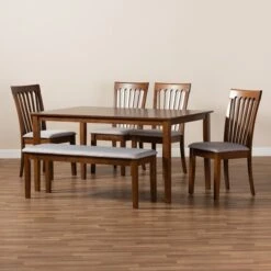 Baxton Studio Minette Modern And Contemporary Grey Fabric And Walnut Brown Finished Wood 6-Piece Dining Set -Zoro Tools Shop Wholesale20Interiors20Inc 9879xx10917xx10520xx9xx315501