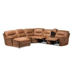 Baxton Studio Mistral Brown 6-Piece Sectional With Recliners Corner Lounge Suite -Zoro Tools Shop Wholesale20Interiors20Inc 99170xxJ109xxLightxx20BrownxxSFxx2
