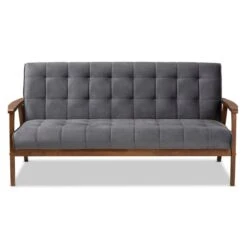 Baxton Studio Asta Mid-Century Grey Velvet Upholstered Walnut Finished Wood Sofa -Zoro Tools Shop Wholesale20Interiors20Inc 9943xx2