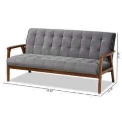 Baxton Studio Asta Mid-Century Grey Velvet Upholstered Walnut Finished Wood Sofa -Zoro Tools Shop Wholesale20Interiors20Inc 9943xx9