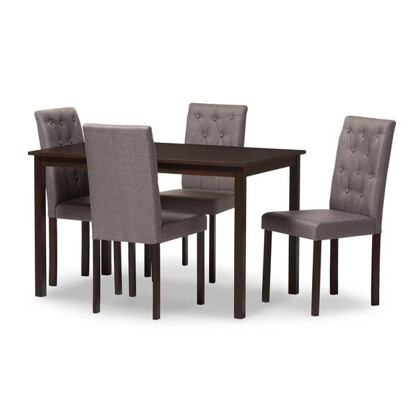 Baxton Studio Gardner 5-PC Dark Brown Finished Grey Upholstered Dining Set 1 Baxton Studio Gardner 5-PC Dark Brown Finished Grey Upholstered Dining Set