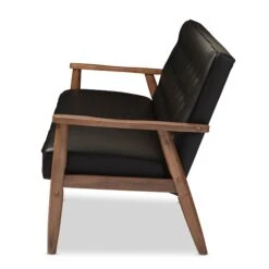 Baxton Studio Sorrento Black Faux Leather Upholstered Wooden 3-seater Sofa -Zoro Tools Shop Wholesale20Interiors20Inc BBT8013xxBlackxx20Sofaxx3