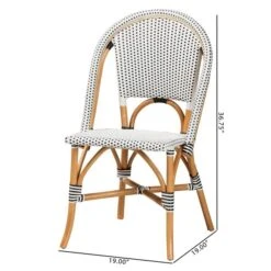 Baxton Studio Genica Classic French Black And White Weaving And Natural Brown Rattan Indoor/Outdoor Bistro Chair -Zoro Tools Shop Wholesale20Interiors20Inc D12000136463897xx10xx271b2d