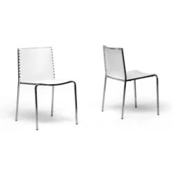 Baxton Studio Gridley White Plastic Modern Dining Chair, PK2