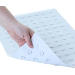 0 Safety Bath Mat With Microban, 22 In L, 14 In W, Rubber Mat Surface, White
