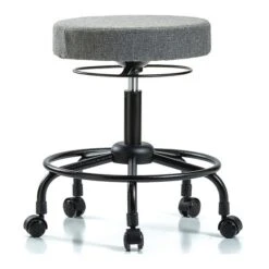 Desk Stool, Fabric, RT, Casters, Gry