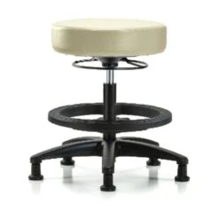 Bench Stool, Med, Vinyl, BF, Glides, Wht