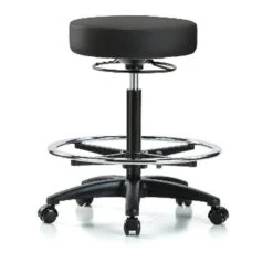 Bench Stool, Hi, Vinyl, CF, Casters, BLK