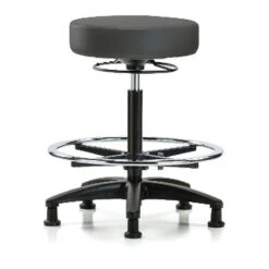 Bench Stool, Hi, Vinyl, CF, Glides, Gry