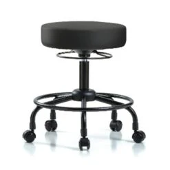 Bench Stool, Med, Vinyl, RT, Casters, BLK