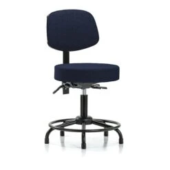 Desk Stool, Fabric, Bk, RT, Glides, Nav
