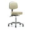 Desk Stool, Vinyl, Bk, Chrome, Glides, Wht
