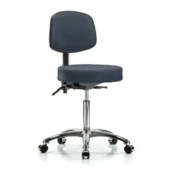 Ben Stool, Med, Vinyl, Bk, Cast, Nav