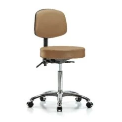 Ben Stool, Med, Vinyl, Bk, Cast, Taupe