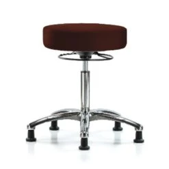 Bench Stool, Med, Chrom, Vinyl, Glides, Burg
