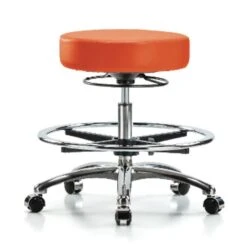 Bench Stool, Med, Vin, Chrom, CF, Cast, Org
