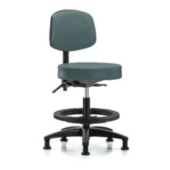 Bench Stool, Med, Vin, Bk, BF, Glides, Blu