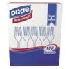 Dixie Disposable Plastic Fork, White, Heavy Weight, Pk100