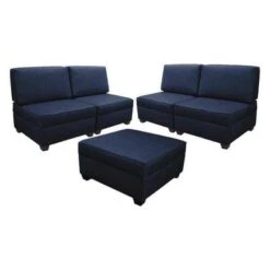 36" Storage Sectional Sleeper, Ocean Blue