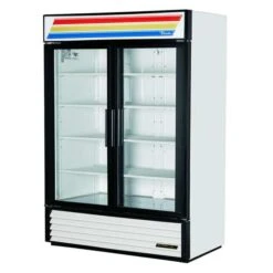 True Glass Door Merchandiser Refrigerator, 49 Cu Ft, White