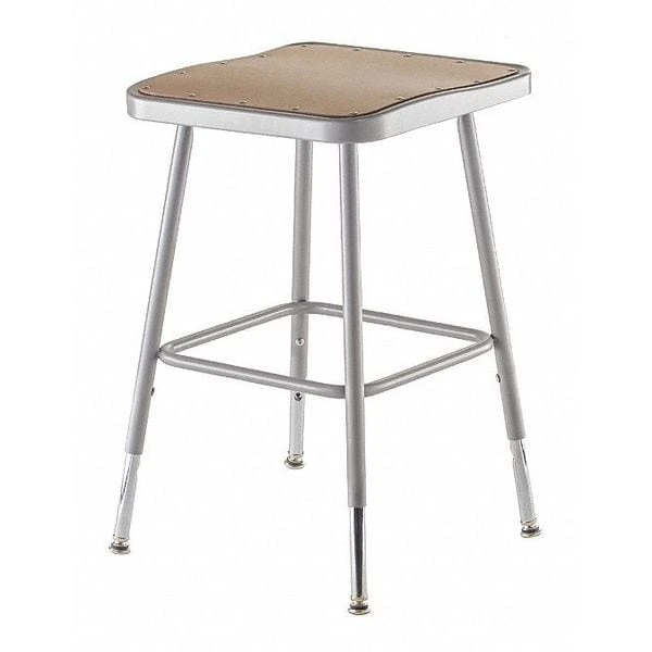 Square Stool, Height Range 19" To 27", Masonite Board Gray 1 Square Stool, Height Range 19" To 27", Masonite Board Gray