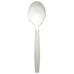 Disposable Soup Spoon, White, Heavy, PK1000