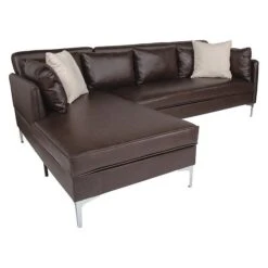 L-Shape Sectional Chaise, Brown