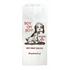 White Printed Doggie Bags Traditional Design, 5 X 2 3/4 X 12", PK 500