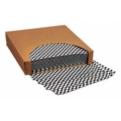 Grease Resistant Paper Sheets, Black Checkered, 12 X 12", PK1000