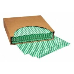 Grease Resistant Paper Sheets, Hunter Green Checkered, 12 X 12", PK 1000
