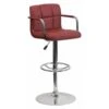 Burgundy Quilted Barstool, Adj Height