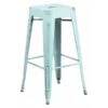 30" High Backless Distressed Green-Blue Barstool