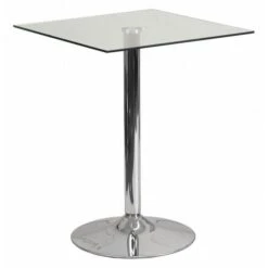 Square 23.75" W, 23.75" L, 30" H, Glass Top, White